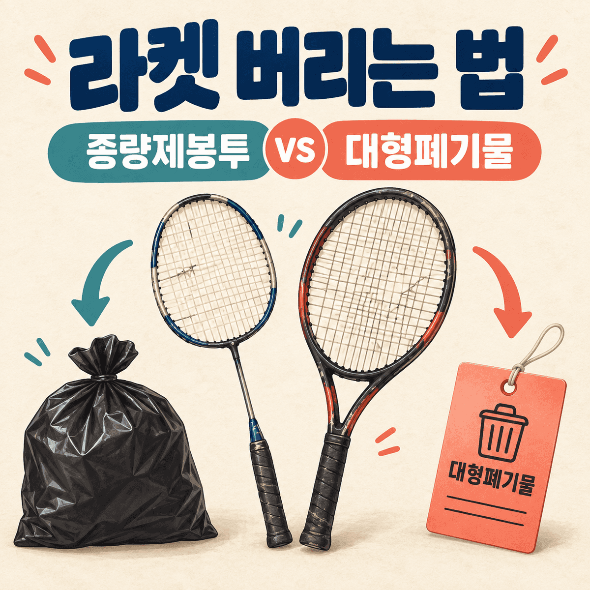배드민턴·테니스 라켓 버리는 법과 종량제봉투·대형폐기물 구분